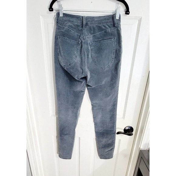 We The Free Womens Gray Corduroy Skinny Leg Pants Mid Rise Button Fly Size 25 - Picture 5 of 13